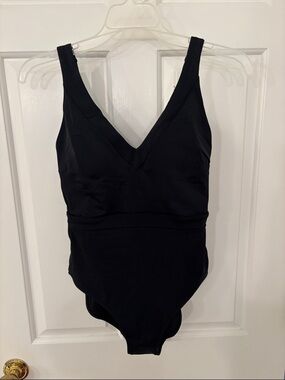 Boden Black V-Neck One-Piece Swimsuit